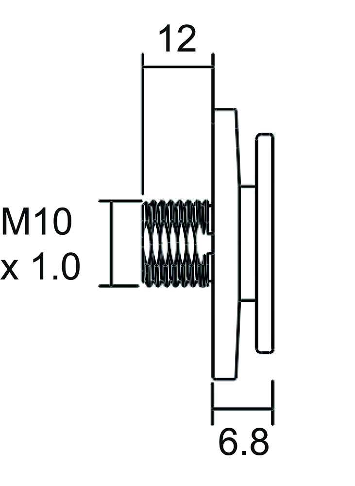 PG Nippel M10x1.0 h12mm, ALU