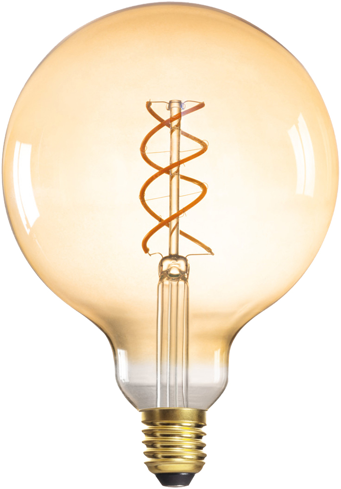 LED Filament Globelampe "Bernsteinfarben" G125 - spiralförmige LED-Filament-Technologie 5W (Ersatz für 28W) 1800K